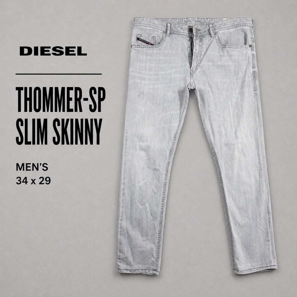 Diesel Thommer-SP Slim Skinny Light Gray Mens Jeans 34x29 Stretch Denim